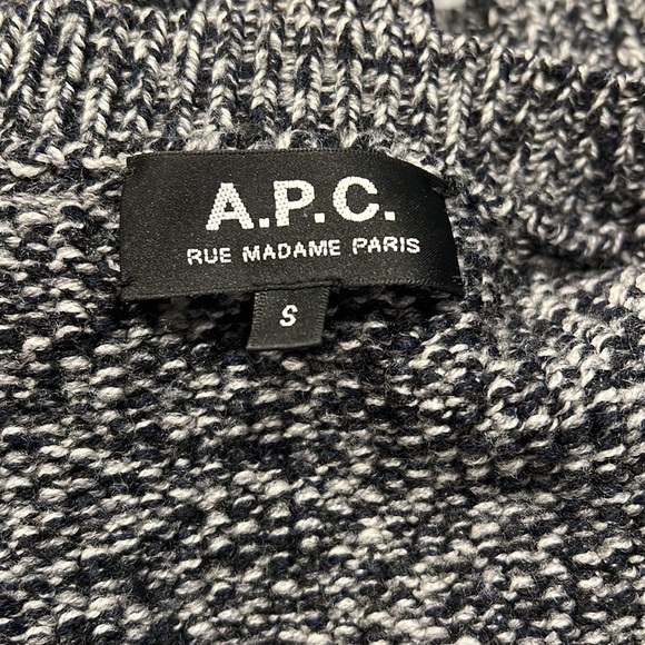 A.P.C. Rue Madame Paris Black & White Wool Cardigan Sz-S - Picture 6 of 7